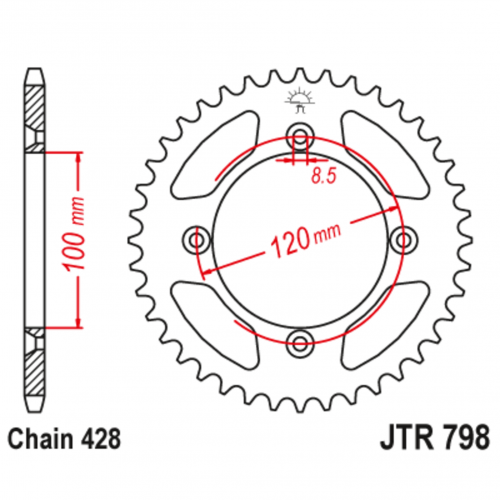 Звезда задняя (ведомая),(сталь) JT 798.48 Звезда задняя (ведомая),(сталь) JT 798.48