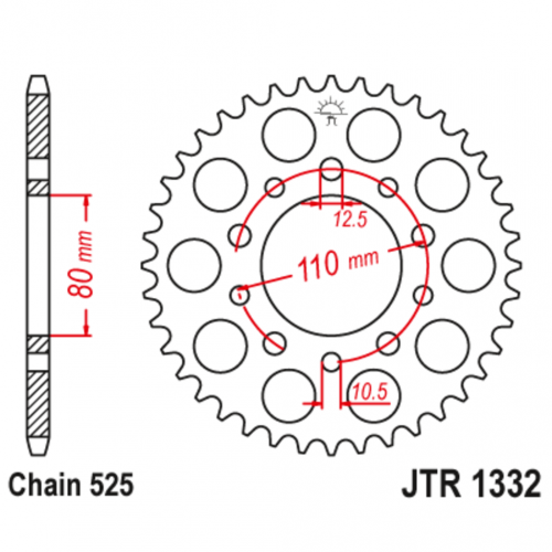 Звезда задняя (ведомая),(сталь) JT 1332.44 Звезда задняя (ведомая),(сталь) JT 1332.44