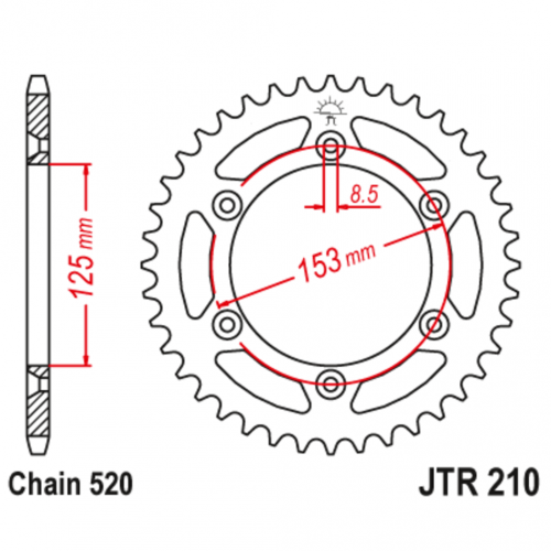 Звезда задняя (ведомая),(сталь) JT 210.49SC
