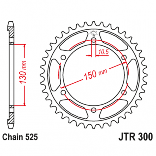 Звезда задняя (ведомая),(сталь) JT 300.42