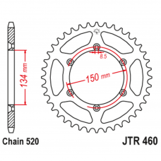 Звезда задняя (ведомая),(сталь) JT 460.45 Звезда задняя (ведомая),(сталь) JT 460.45