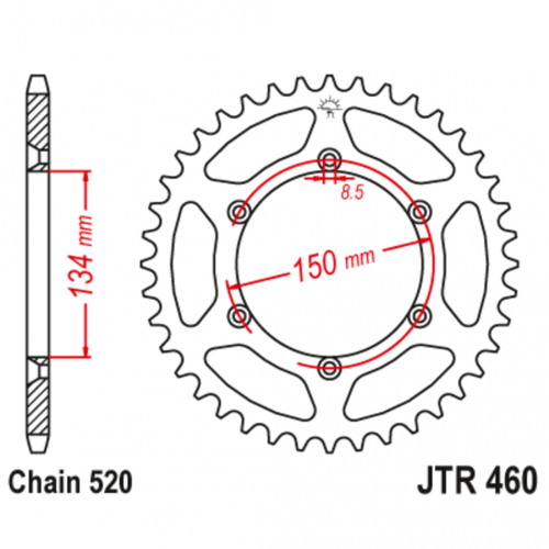 Звезда задняя (ведомая),(сталь) JT 460.46 Звезда задняя (ведомая),(сталь) JT 460.46