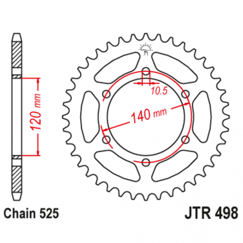 Звезда задняя (ведомая),(сталь) JT 498.44 Звезда задняя (ведомая),(сталь) JT 498.44