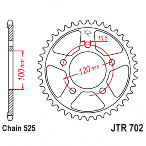 Звезда задняя (ведомая),(сталь) JT 702.44