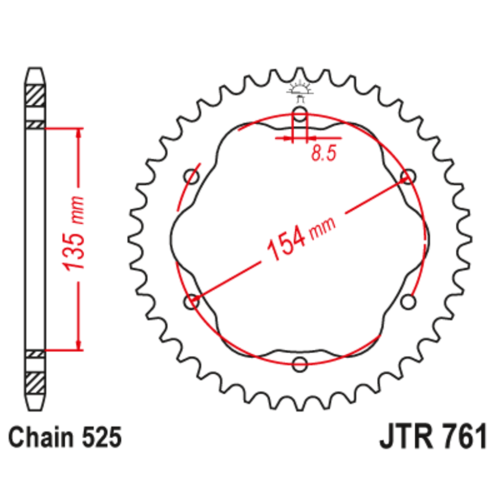 Звезда задняя (ведомая),(сталь) JT 761.43