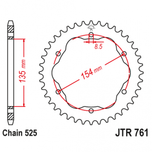 Звезда задняя (ведомая),(сталь) JT 761.43 Звезда задняя (ведомая),(сталь) JT 761.43